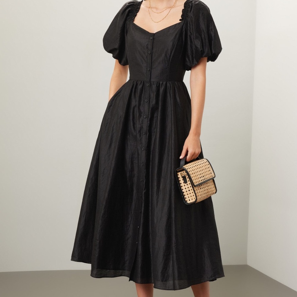 CeCe Black Puff Sleeve Maxi Dress